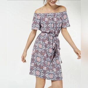 MICHAEL Michael Kors Off-Shoulder Patterned Mini Dress